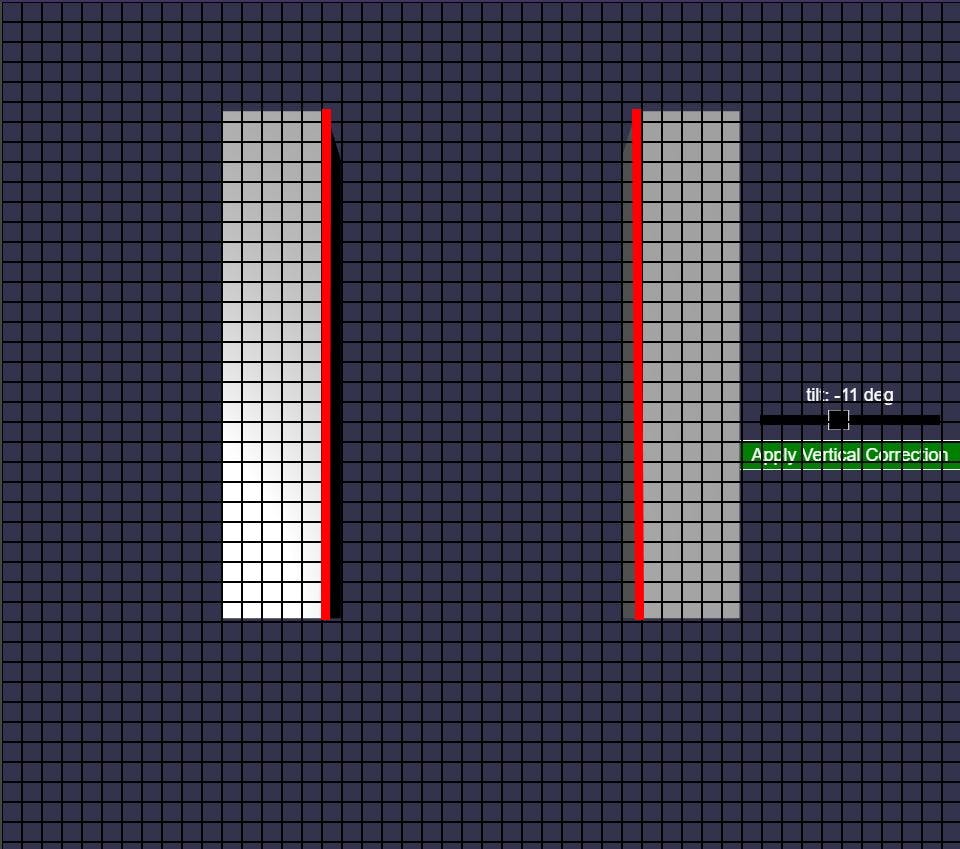 Screenshot of the corrected vertical lines